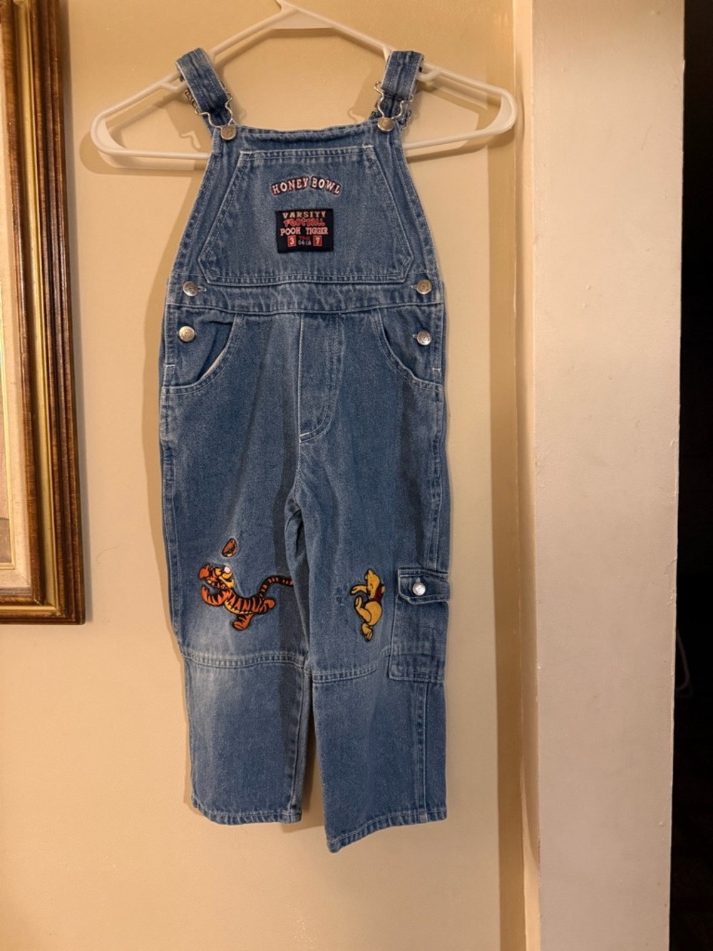 Y2k Disney Winnie the Pooh blue denim overalls